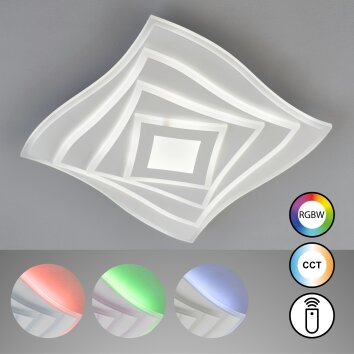 Fischer & Honsel Hero Lámpara de Techo LED Blanca, 1 luz, Mando a distancia, Cambia de color