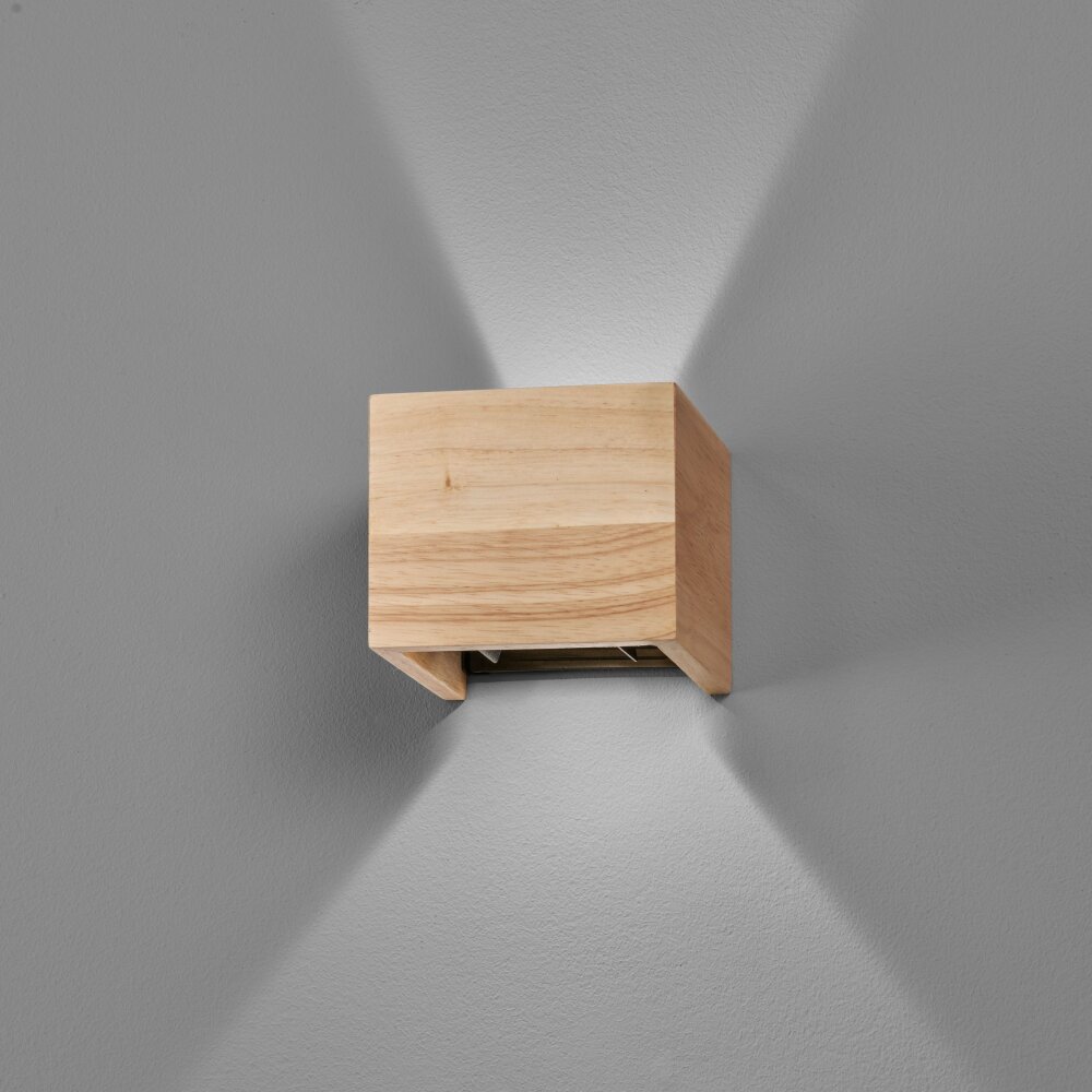Fischer & Honsel Paloma Aplique LED Madera clara, 2 luces main product photo