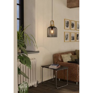 Eglo ROUNDHAM Lámpara Colgante Latón, Negro, 1 luz