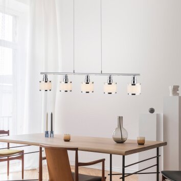 Leuchten-Direkt ACCOR Lámpara Colgante Plata, 5 luces