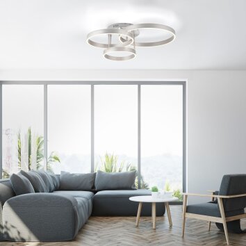 Leuchten-Direkt LILLUTI Lámpara de Techo LED Plata, 2 luces, Mando a distancia