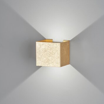 Fischer & Honsel Wall Aplique LED dorado, 2 luces