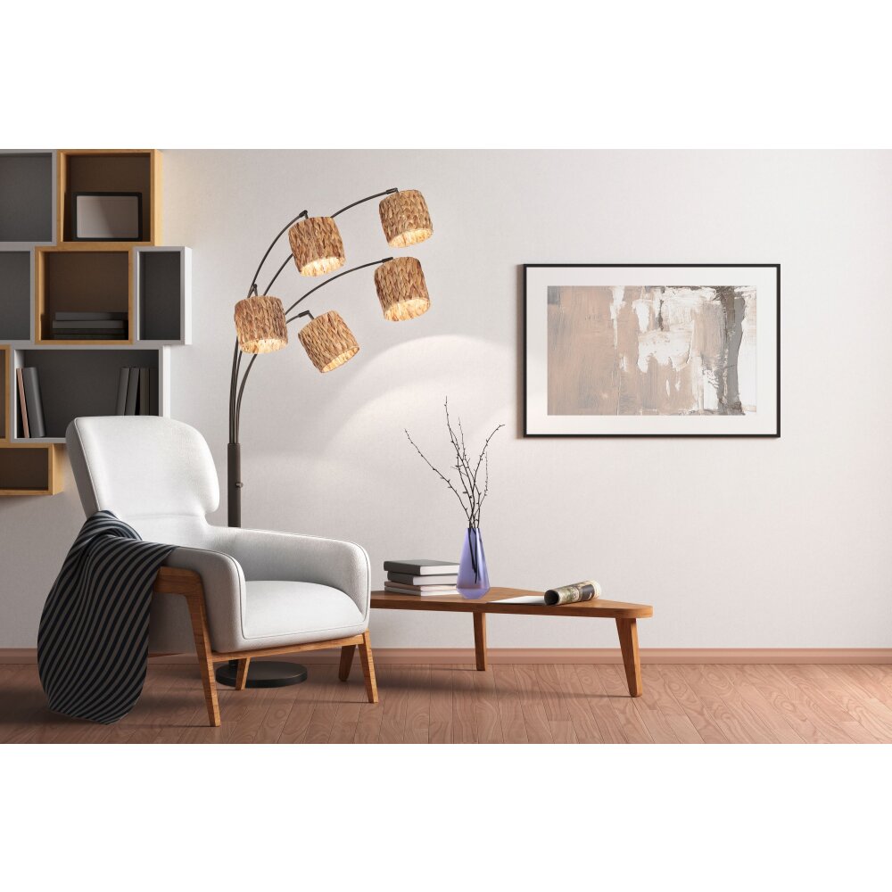 Fischer & Honsel Hyazinthe Lámpara de Pie Negro, 5 luces main product photo