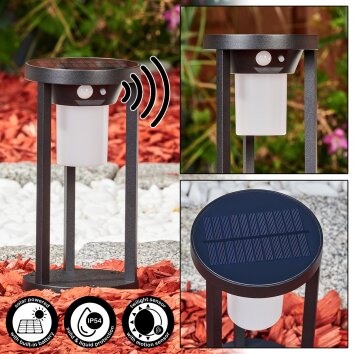 Lokpano Poste de Jardín LED Negro, 1 luz, Sensor de movimiento