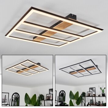 Nganbeto Lámpara de Techo LED Color madera, Negro, 1 luz