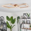 Surisultana Lámpara de Techo LED Madera clara, Negro, 2 luces