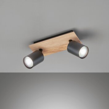 Fischer & Honsel Holton Lámpara de Techo LED Color madera, Negro, 2 luces
