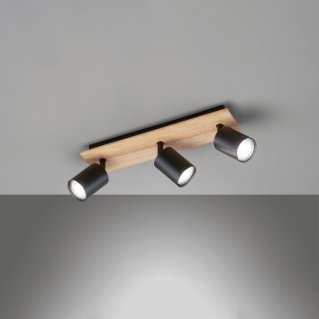 Fischer & Honsel Holton Lámpara de Techo LED Color madera, Negro, 3 luces
