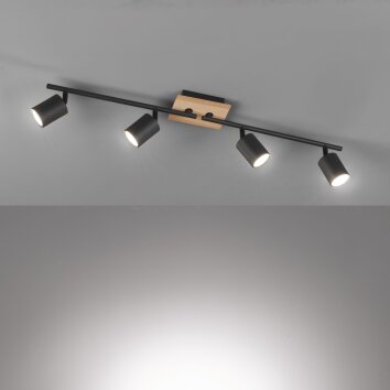 Fischer & Honsel Holton Lámpara de Techo LED Negro, 4 luces