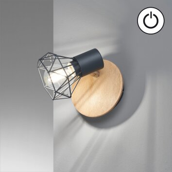 Fischer & Honsel Ran Aplique Gris, Color madera, 1 luz