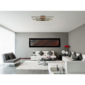 Avelal Lámpara de Techo LED Madera clara, Color madera, Negro, 1 luz