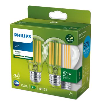 Philips juego de 2 E27 LED 4 vatios 3000 Kelvin 840 lumen