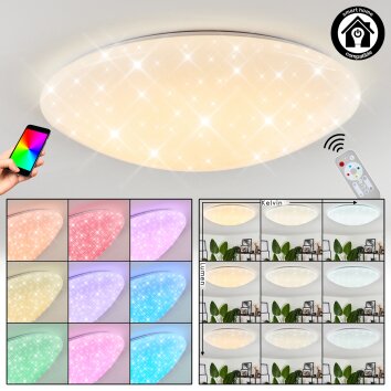 Melres Lámpara de Techo LED Blanca, 1 luz, Mando a distancia