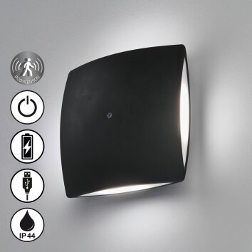 FHL easy Magnetics Aplique para exterior LED Negro, 4 luces, Sensor de movimiento