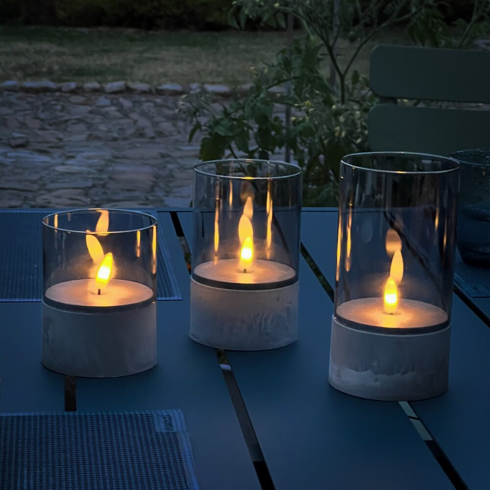 Brilliant Bougie Juego de 3 luminarias de mesa para exterior LED Gris, 1 luz main product photo
