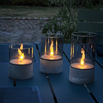 Brilliant Bougie Juego de 3 luminarias de mesa para exterior LED Gris, 1 luz