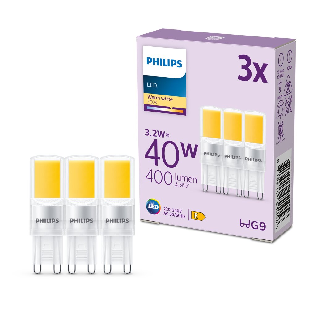 Philips Juego de 3 bombillas LED GU9 de 3,2 vatios 2700 Kelvin 400 lúmenes main product photo