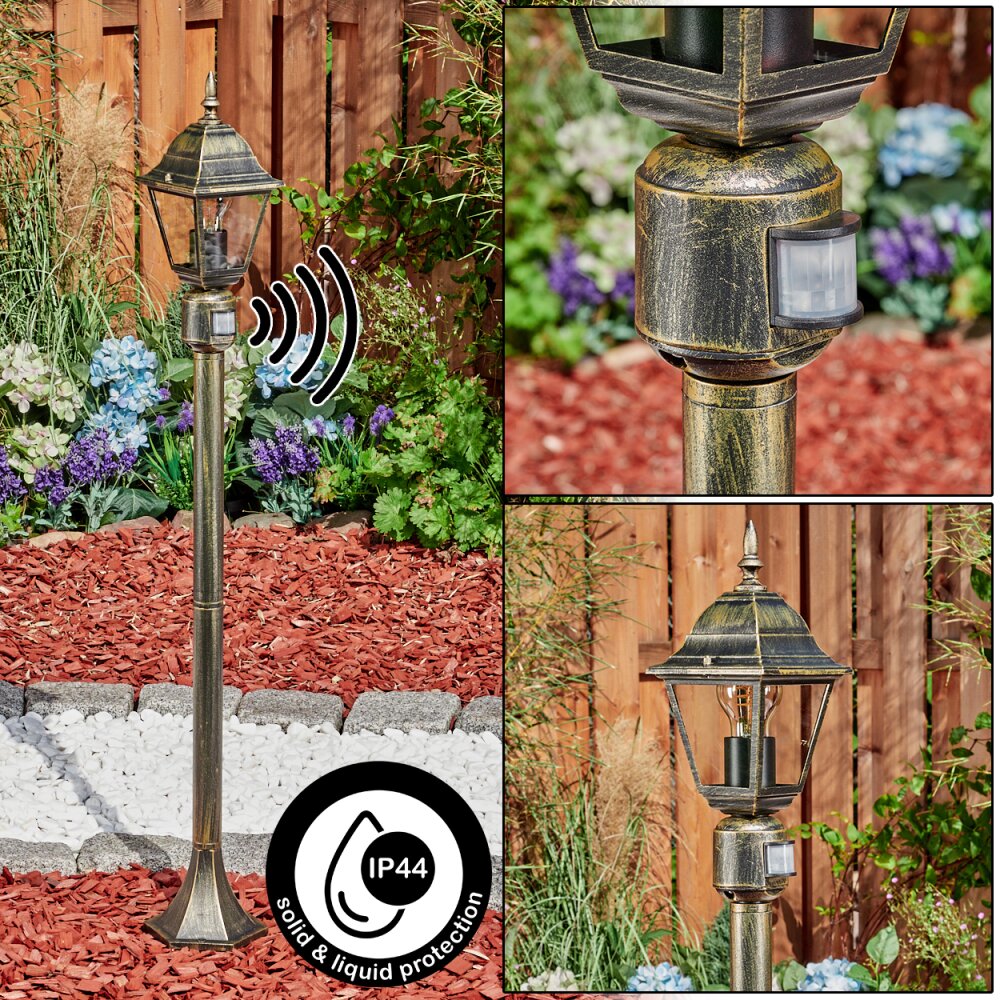 Naofe Poste de Jardín dorado, Negro, 1 luz, Sensor de movimiento main product photo