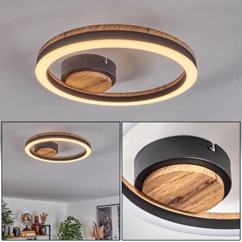 Cascada Lámpara de Techo LED Marrón, Color madera, Negro, 1 luz