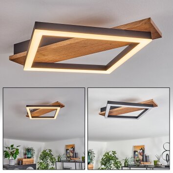 Cascada Lámpara de Techo Marrón, Color madera, Negro, 1 luz