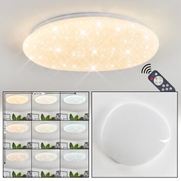 Esgos Lámpara de Techo LED Blanca, 1 luz, Mando a distancia