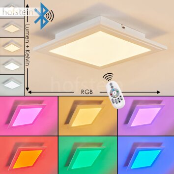 Voisines Lámpara de Techo LED Blanca, 1 luz, Mando a distancia, Cambia de color