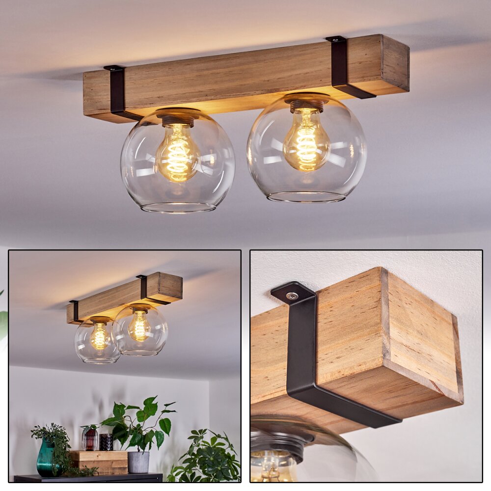 Montgomery Lámpara de Techo - Cristal Crudo, Negro, 2 luces main product photo