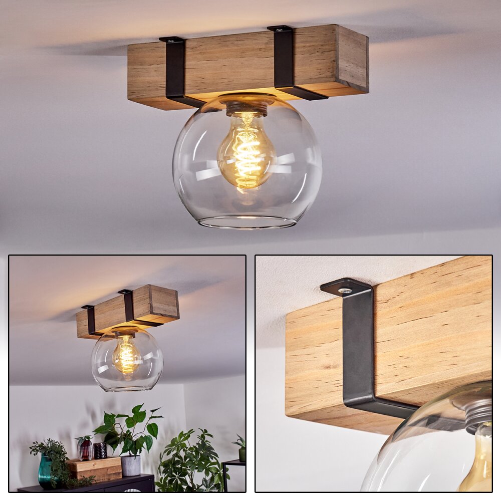 Montgomery Lámpara de Techo - Cristal Crudo, Negro, 1 luz main product photo