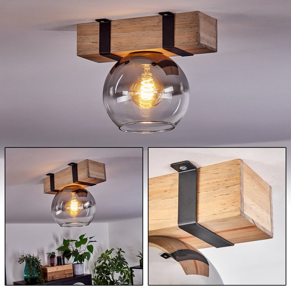Montgomery Lámpara de Techo - Cristal Crudo, Negro, 1 luz main product photo