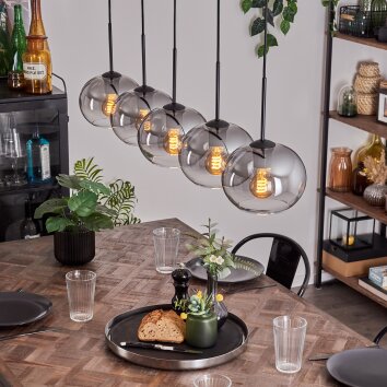 Apedo Lámpara Colgante - Cristal Transparente, Ahumado, 5 luces