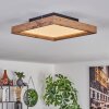 Longvic Lámpara de Techo LED Marrón, Color madera, Negro, 1 luz