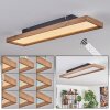 Longvic Lámpara de Techo LED Marrón, Color madera, Negro, 1 luz, Mando a distancia