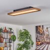 Longvic Lámpara de Techo LED Marrón, Color madera, Negro, 1 luz, Mando a distancia