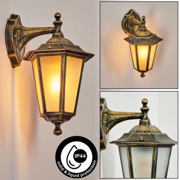 Loria Aplique para exterior dorado, Negro, 1 luz