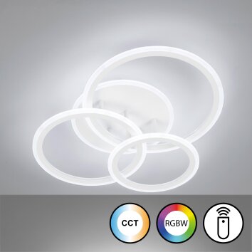 Fischer & Honsel Gelder Lámpara de Techo LED Blanca, 1 luz, Mando a distancia, Cambia de color