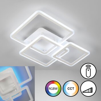 Fischer & Honsel Gelder Lámpara de Techo LED Blanca, 1 luz, Mando a distancia, Cambia de color