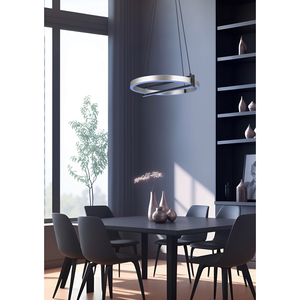 Trio Thompson Lámpara Colgante LED aluminio bruñido, 1 luz, Mando a distancia, Cambia de color main product photo
