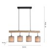 Leuchten-Direkt GREEN TRIBU Lámpara Colgante Crudo, Negro, 4 luces