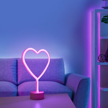 Leuchten-Direkt NEON-HERZ Lámpara de decoración LED Rosa, 1 luz