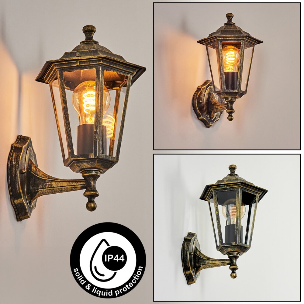 Loria Aplique para exterior dorado, Negro, 1 luz main product photo