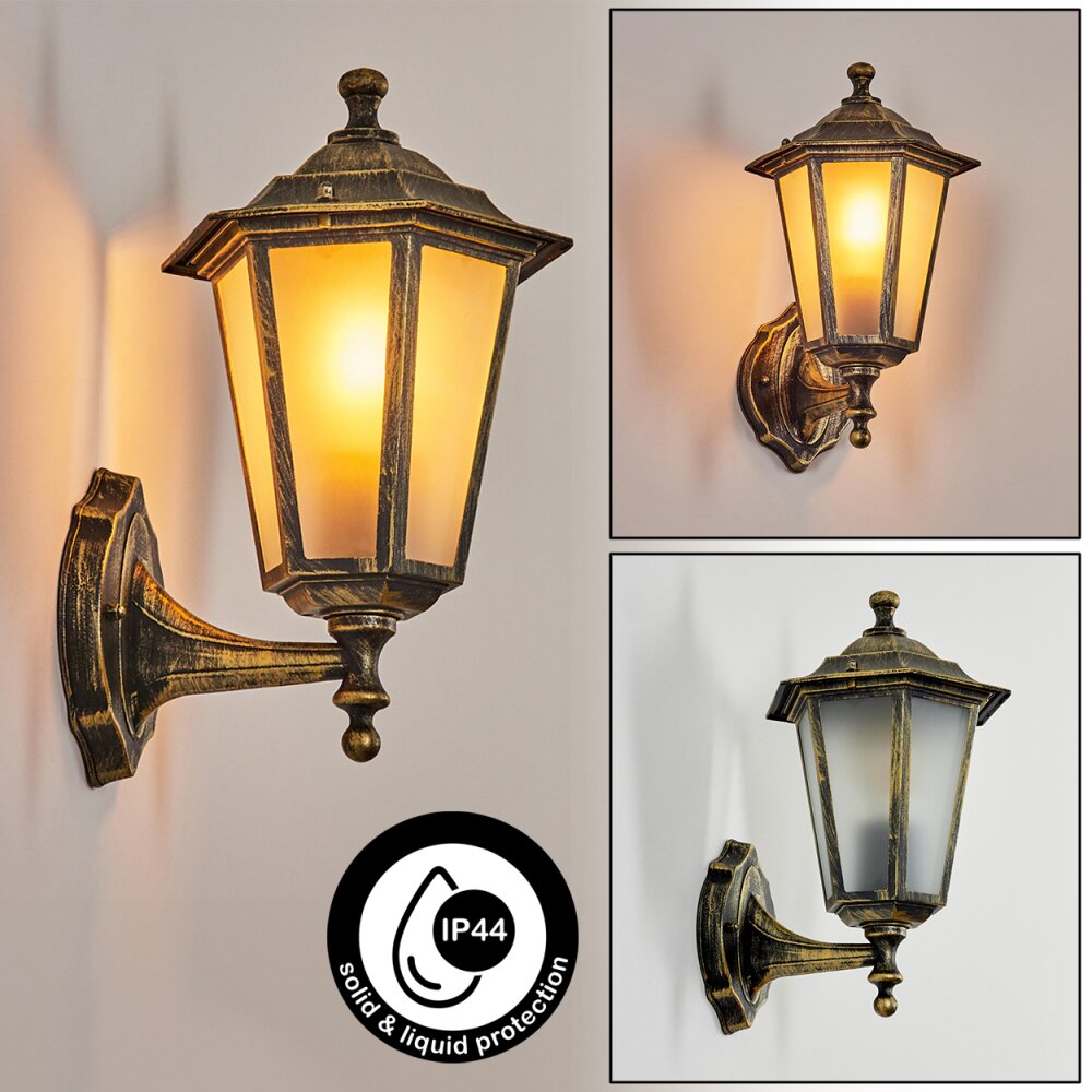 Loria Aplique para exterior dorado, Negro, 1 luz main product photo