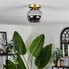Koyoto Lámpara de Techo - Cristal Latón, Negro, 1 luz