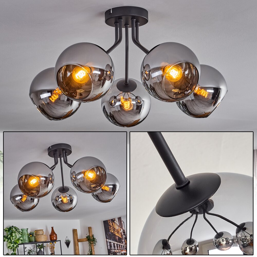 Koyoto Lámpara de Techo - Cristal Cromo, Ahumado, 5 luces main product photo