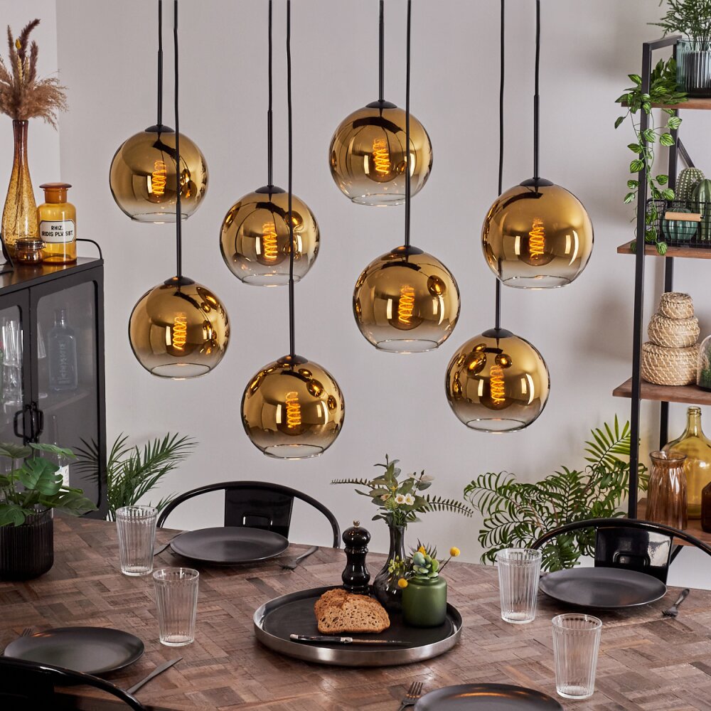 Koyoto Lámpara Colgante - Cristal dorado, Transparente, 8 luces main product photo
