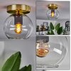 Koyoto Lámpara de Techo - Cristal Latón, Negro, 1 luz