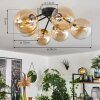 Chehalis Lámpara de Techo dorado, Negro, 6 luces