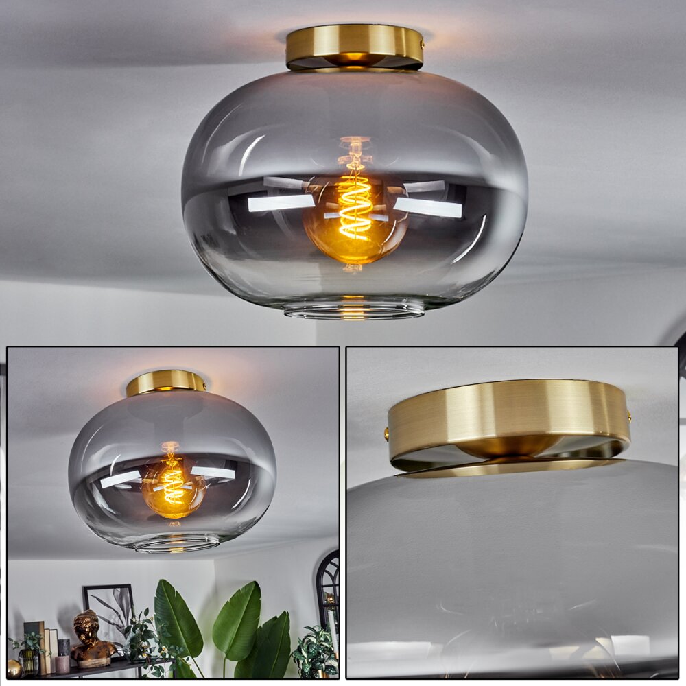 Apedo Lámpara de Techo - Cristal Latón, Negro, 1 luz main product photo