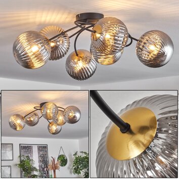 Chehalis Lámpara de Techo dorado, Negro, 6 luces