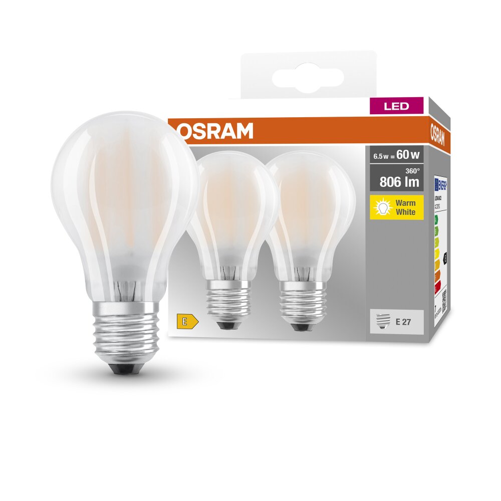 OSRAM CLASSIC A Juego de 2 LED E27 6,5 watt 2700 Kelvin 806 Lumen main product photo
