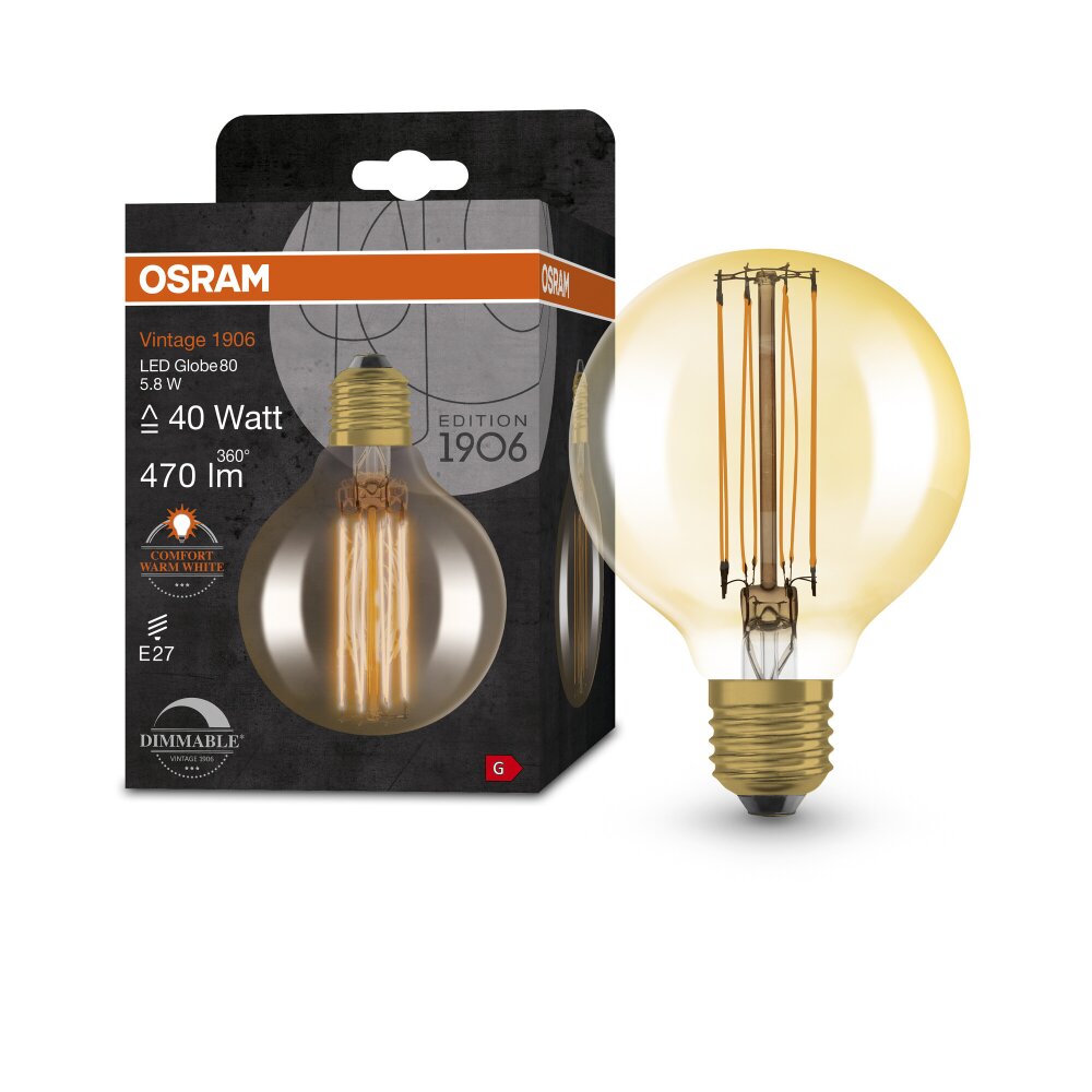 OSRAM Vintage 1906® LED E27 5.8 W 2200 Kelvin 470 Lumen main product photo